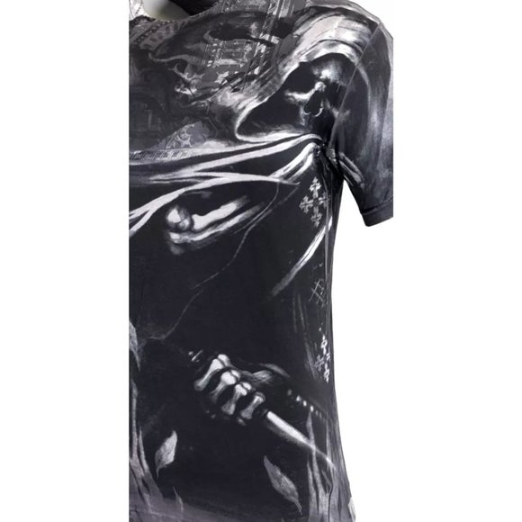 Rebel Saints by Affliction Men's T-shirt DARK DEATH Biker Skull Tattoo S-5XL - Picture 6 of 8